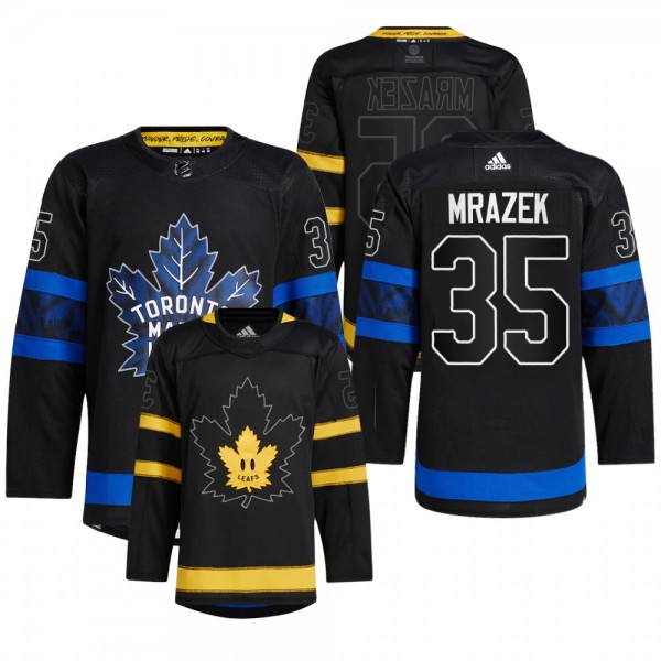 Toronto Maple Leafs 2022 Drew house Jersey Petr Mrazek Black #35 Authentic Alternate Uniform
