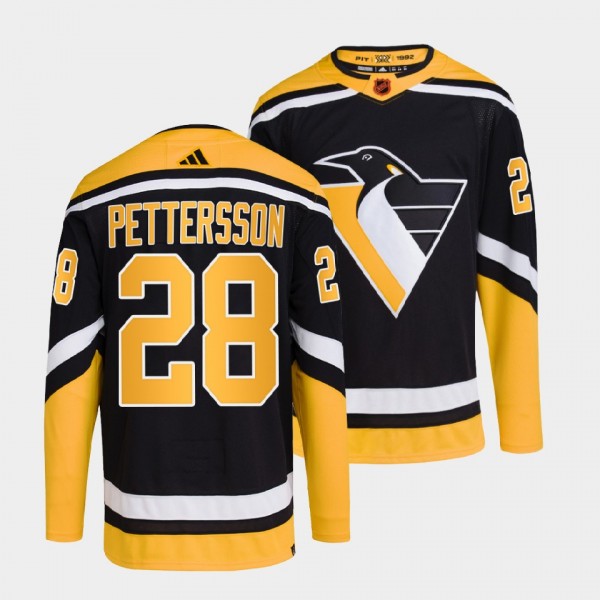 Marcus Pettersson Pittsburgh Penguins 2022 Reverse Retro 2.0 Black #28 Authentic Primegreen Jersey Men's