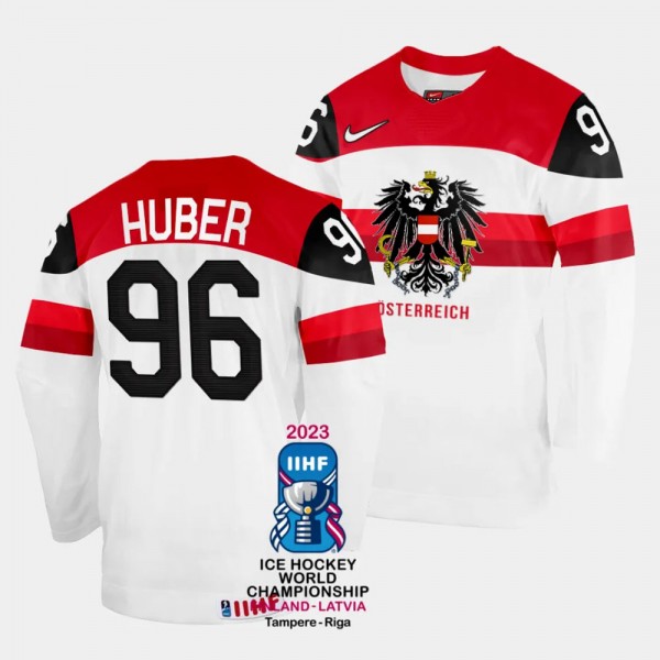 Australia 2023 IIHF World Championship Mario Huber #96 White Jersey Home