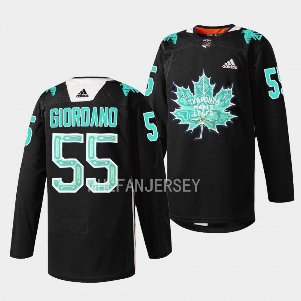 Toronto Maple Leafs 2023 Indigenous Celebration Game Mark Giordano #55 Black Jersey Warmup Sweater