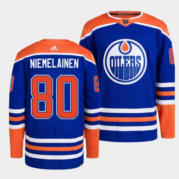 Edmonton Oilers 2022-23 Authentic Home Markus Niemelainen #80 Royal Jersey Primegreen