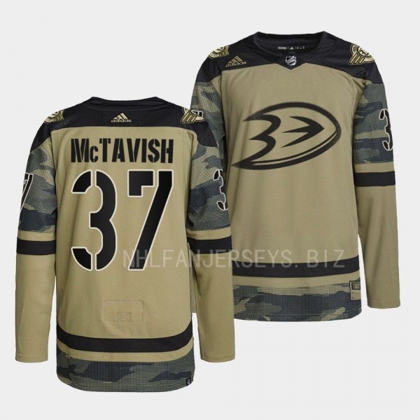 Military Appreciation Night Mason McTavish Anaheim Ducks Camo #37 Warmup Jersey 2022