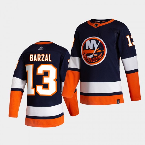 New York Islanders 2021 Reverse Retro mathew barzal Blue Special Edition Authentic Jersey