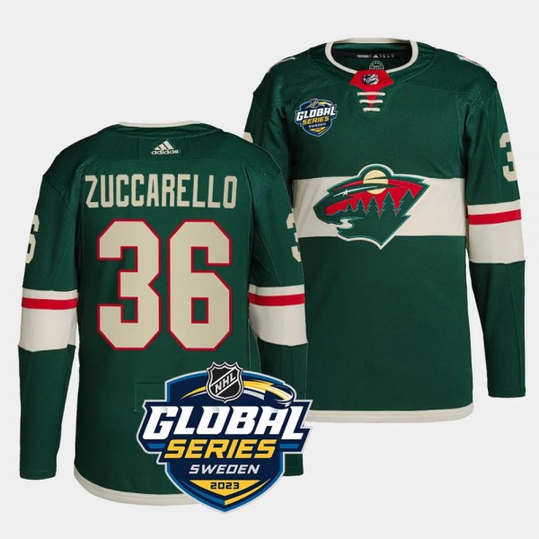 Minnesota Wild 2023 NHL Global Series Sweden Mats Zuccarello #36 Green Authentic Jersey Men's