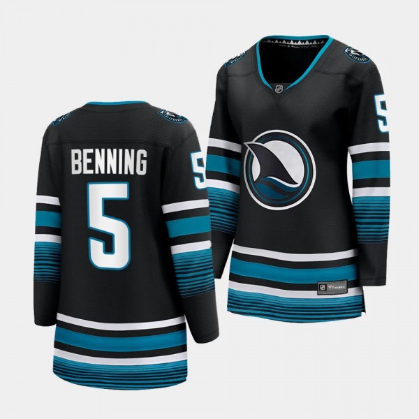 Matt Benning San Jose Sharks 2023-24 Cali Fin 3rd Alternate Women Breakaway Player 5 Jersey