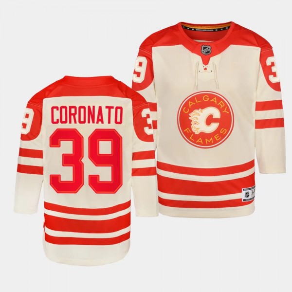Matthew Coronato Calgary Flames Youth Jersey 2023 NHL Heritage Classic Cream Premier Player Jersey