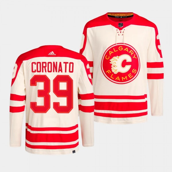 Matthew Coronato Calgary Flames 2023 NHL Heritage Classic Cream #39 Primegreen Authentic Player Jersey Men's