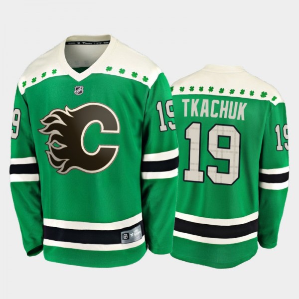Fanatics Matthew Tkachuk #19 Flames 2020 St. Patrick's Day Replica Player Jersey Green