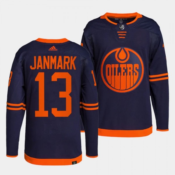 Mattias Janmark Edmonton Oilers Alternate Navy #13 Authentic Pro Primegreen Jersey Men's
