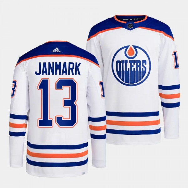 Mattias Janmark Edmonton Oilers Away White #13 Aut...