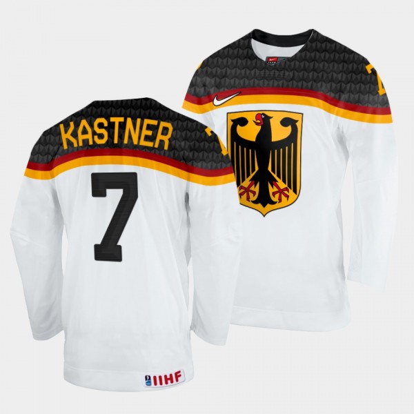 Germany 2022 IIHF World Championship Maximilian Kastner #7 White Jersey Home