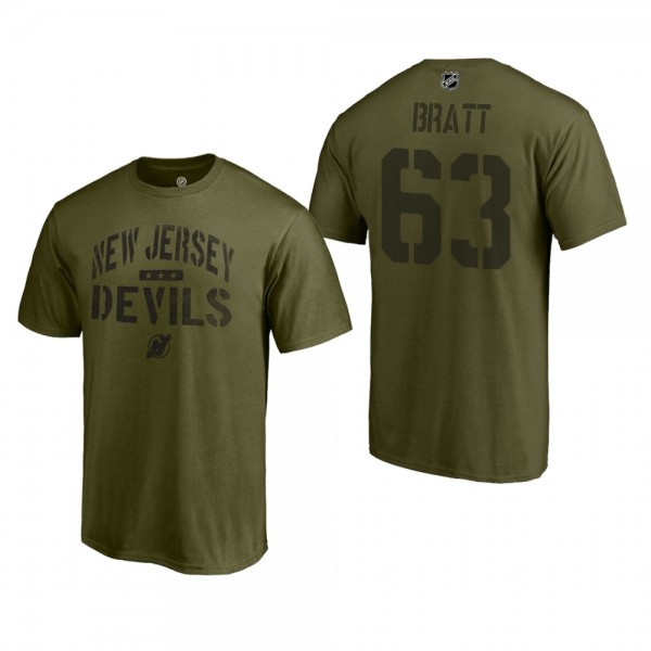 New Jersey Devils Jesper Bratt #63 Jungle Khaki Ca...