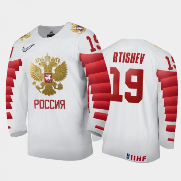 Russia Nikita Rtishev #19 2020 IIHF World Junior Ice Hockey White Home Jersey