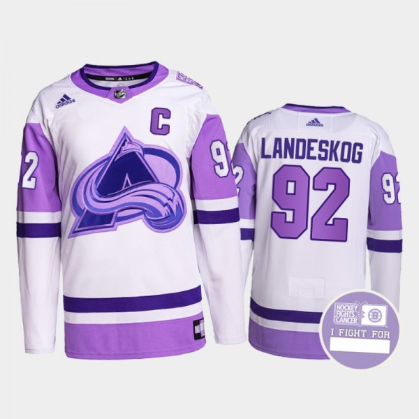 Colorado Avalanche Hockey Fights Cancer Gabriel Landeskog White Purple #92 Primegreen Authentic Jersey