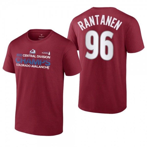 Mikko Rantanen 2022 Central Division Champions Colorado Avalanche Burgundy T-Shirt