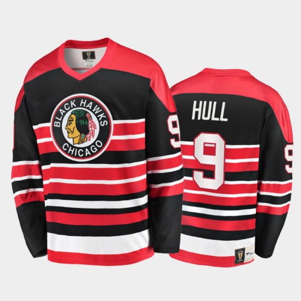 Chicago Blackhawks Bobby Hull #9 Heritage Vintage Black Red Premier Retired Jersey