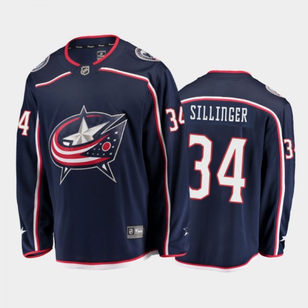 Columbus Blue Jackets #34 Cole Sillinger Home Navy 2021-22 Player Jersey
