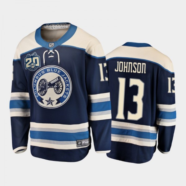 Men Columbus Blue Jackets Kent Johnson #13 Alternate Blue 2021 NHL Draft Jersey