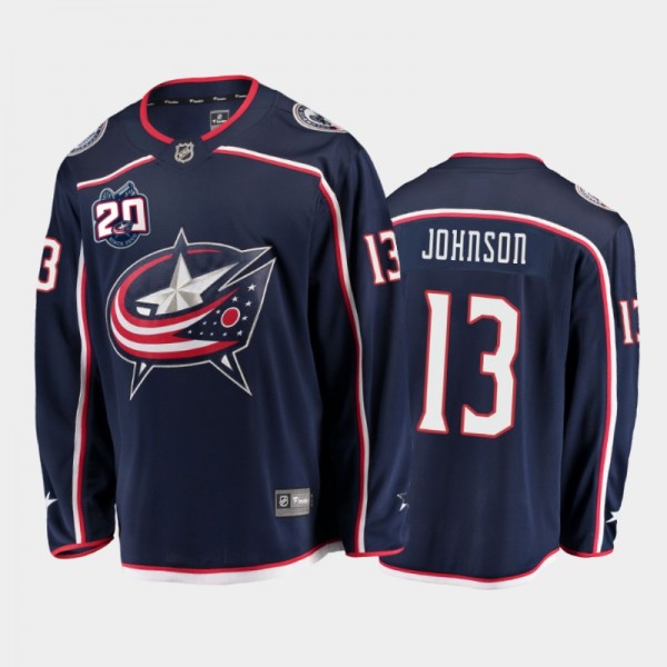 Men Columbus Blue Jackets Kent Johnson #13 Home Navy 2021 NHL Draft Jersey