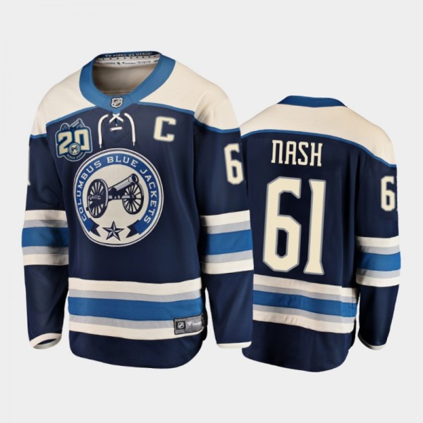 Blue Jackets Rick Nash #61 Retired Number Blue 20th Anniversary Jersey