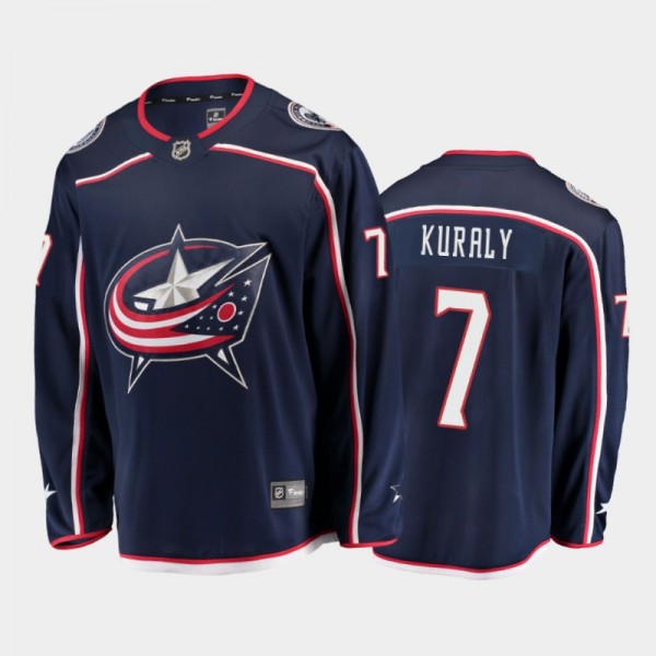 Columbus Blue Jackets #7 Sean Kuraly Home Navy 2021 Player Jersey