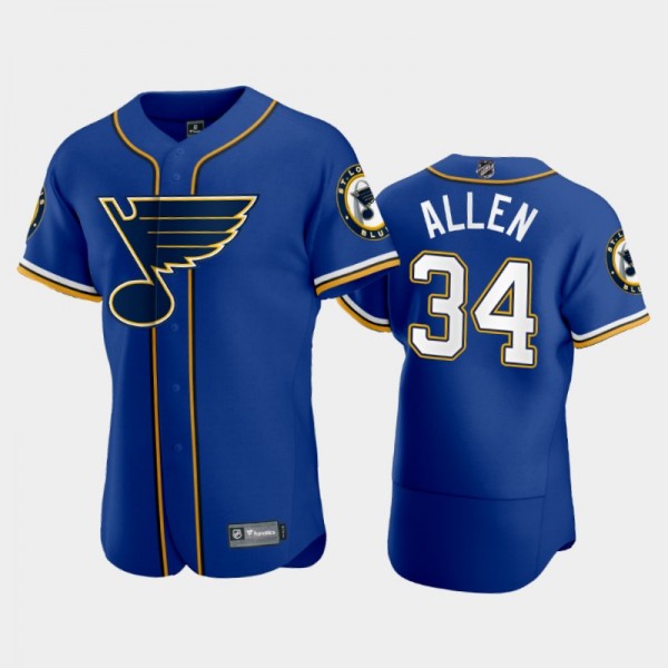 Men's Blues Jake Allen #34 2020 NHL X MLB Crossove...