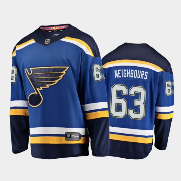 Blues Jake Neighbours #63 Home 2021-22 Royal Player Jersey