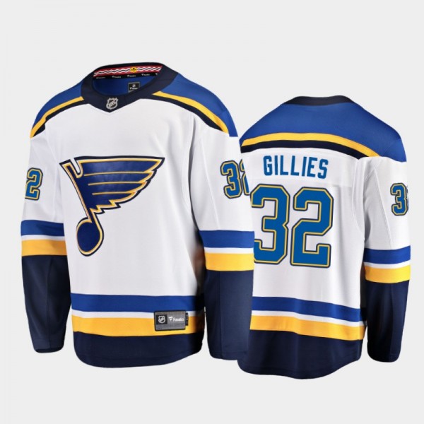 St. Louis Blues #32 Jon Gillies White 2021-22 Away Jersey