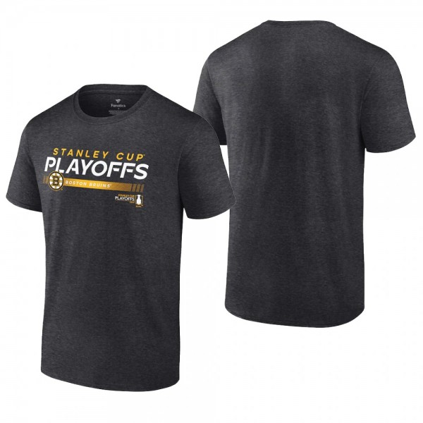 Men Boston Bruins 2022 Stanley Cup Playoffs Charcoal T-Shirt Playmaker
