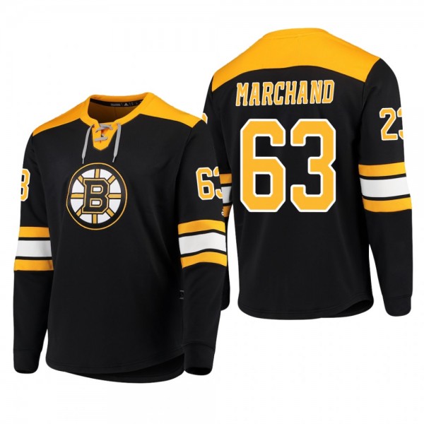 Bruins Brad Marchand #63 Platinum Long Sleeve 2018-19 Cheap Jersey T-Shirt Black