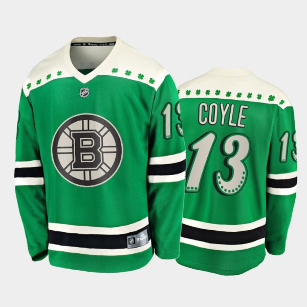 Men's Boston Bruins Charlie Coyle #13 2021 St. Pat...