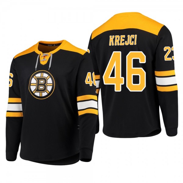 Bruins David Krejci #46 Platinum Long Sleeve 2018-19 Cheap Jersey T-Shirt Black