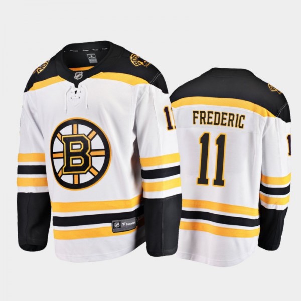 Men's Boston Bruins Trent Frederic #11 Away White 2020-21 Breakaway Player Jersey