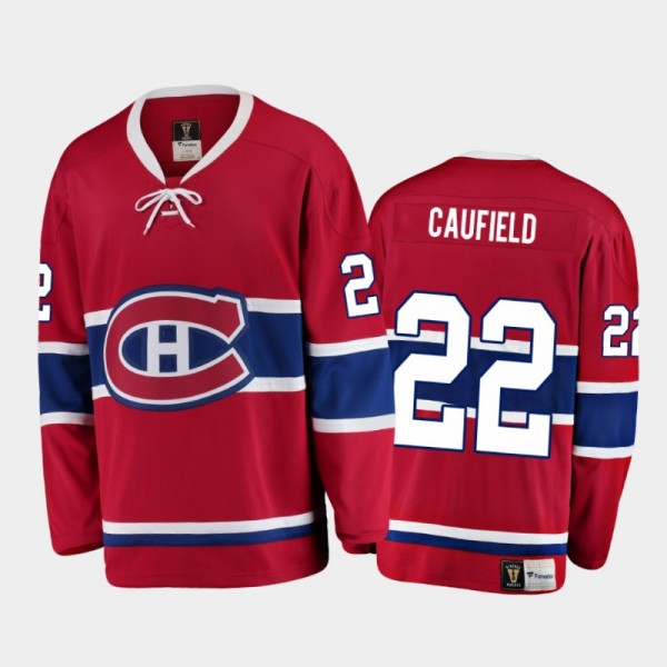 Men's Montreal Canadiens Cole Caufield #22 Heritage Red 2021 Jersey