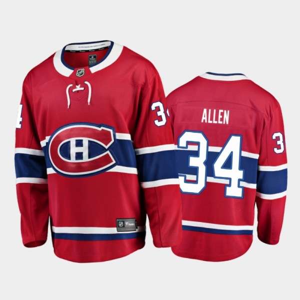 Montreal Canadiens Jake Allen #34 Home Red 2020-21...