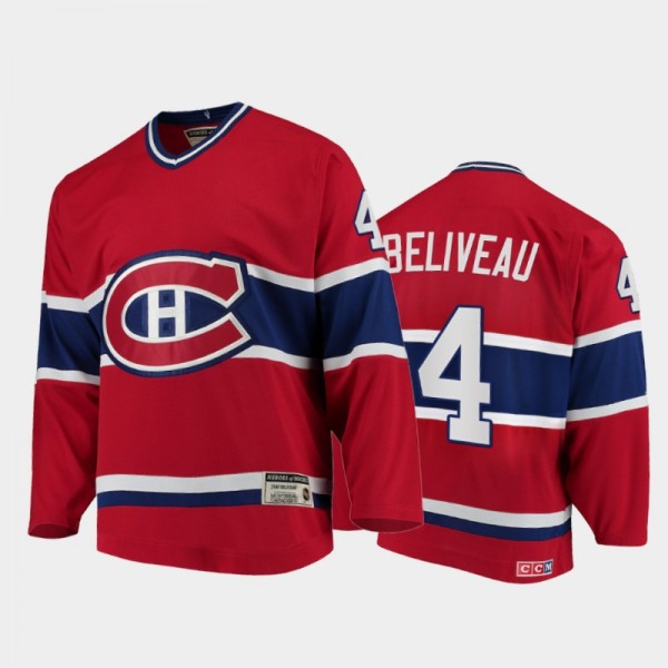 Canadiens Jean Beliveau #4 Authentic Throwback Her...