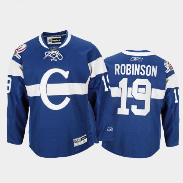Men Montreal Canadiens Larry Robinson #19 Throwback 100th Anniversary Celebration Blue Jersey