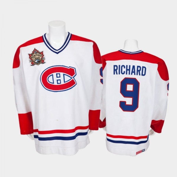 Men Montreal Canadiens Maurice Richard #9 Heritage Classic White Vintage Jersey