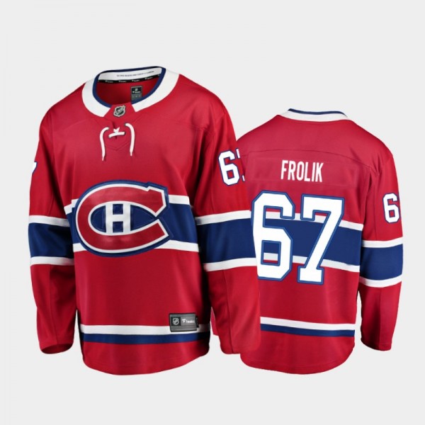 Men's Montreal Canadiens Michael Frolik #67 Home Red 2020-21 Breakaway Player Jersey