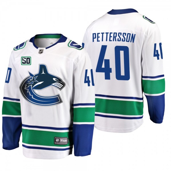 Canucks Elias Pettersson #40 50th Anniversary Away Jersey - White