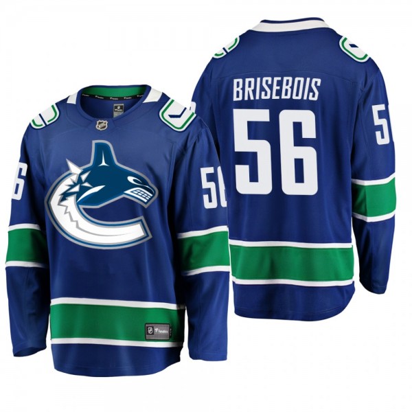 Vancouver Canucks Guillaume Brisebois #56 Home Blue Breakaway Player Fanatics Branded Jersey