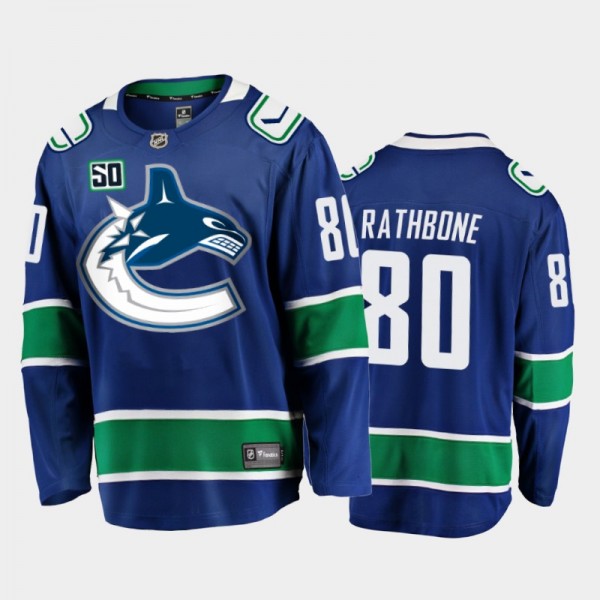 Vancouver Canucks Jack Rathbone #80 Home Blue Brea...