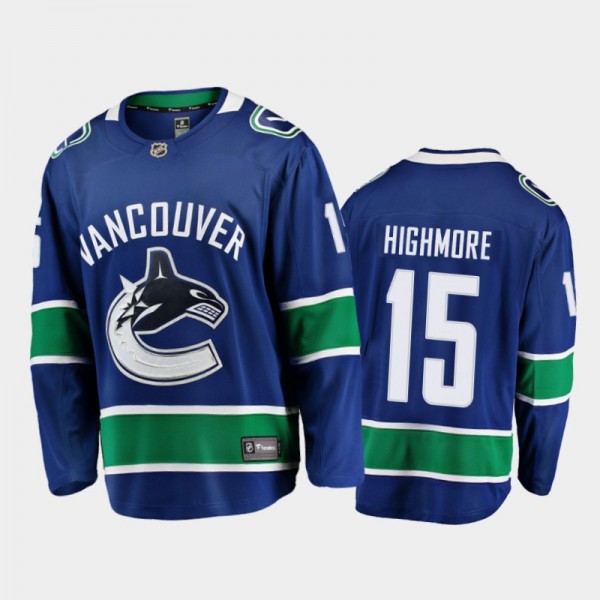 Vancouver Canucks #15 Matthew Highmore Home Blue 2021 Player Jersey