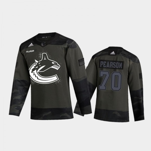 Men's Vancouver Canucks Tanner Pearson #70 2021 Armed Forces Night Camo Warm-Up Jersey