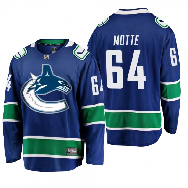 Vancouver Canucks Tyler Motte #64 Home Blue Breakaway Player Fanatics Branded Jersey