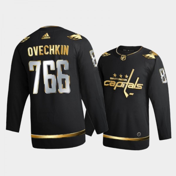 Alex Ovechkin Washington Capitals 766 Goals Black Golden Edition Jersey