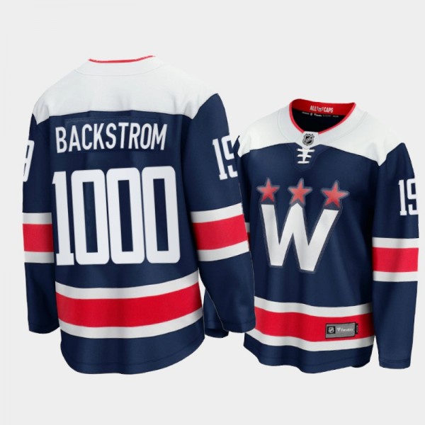 Men Washington Capitals Nicklas Backstrom #19 1000th Game milestone Black Honorable Jersey