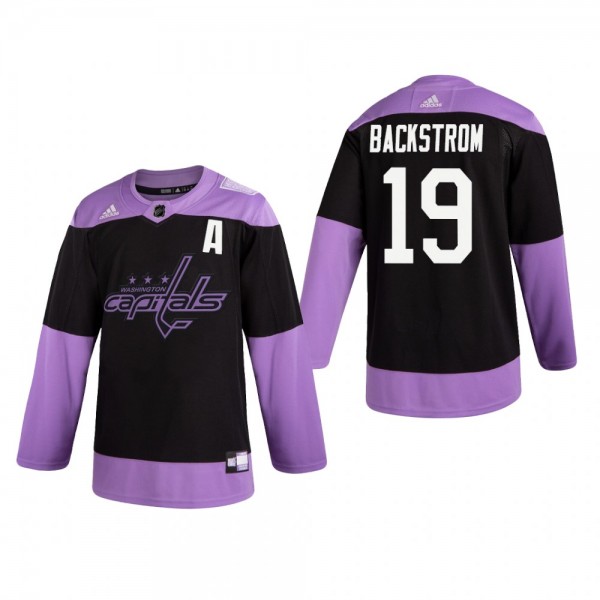 Nicklas Backstrom #19 Washington Capitals 2019 Hockey Fights Cancer Black Practice Jersey