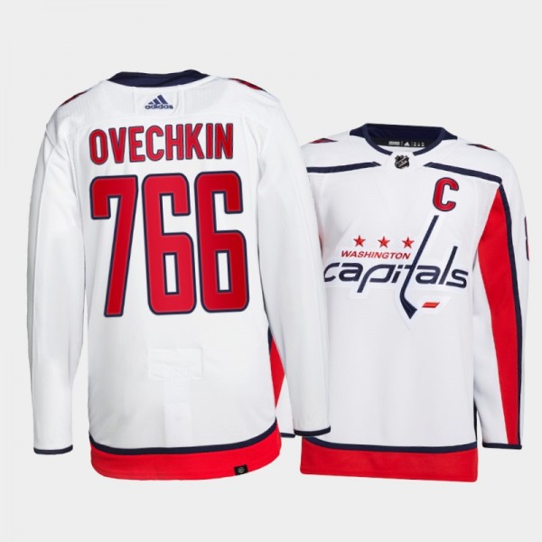 Alex Ovechkin Washington Capitals 766 Goals White 3rd Most Goals All-time Jersey