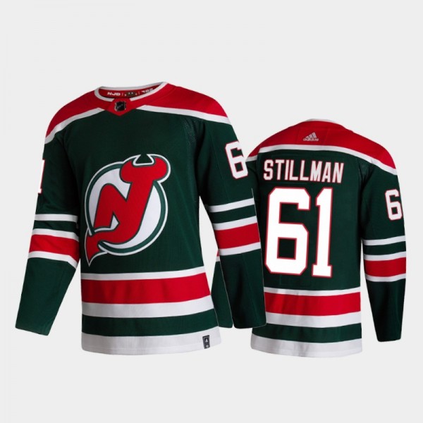 Men New Jersey Devils Chase Stillman #61 2021 Reverse Retro Green 2021 NHL Draft Jersey